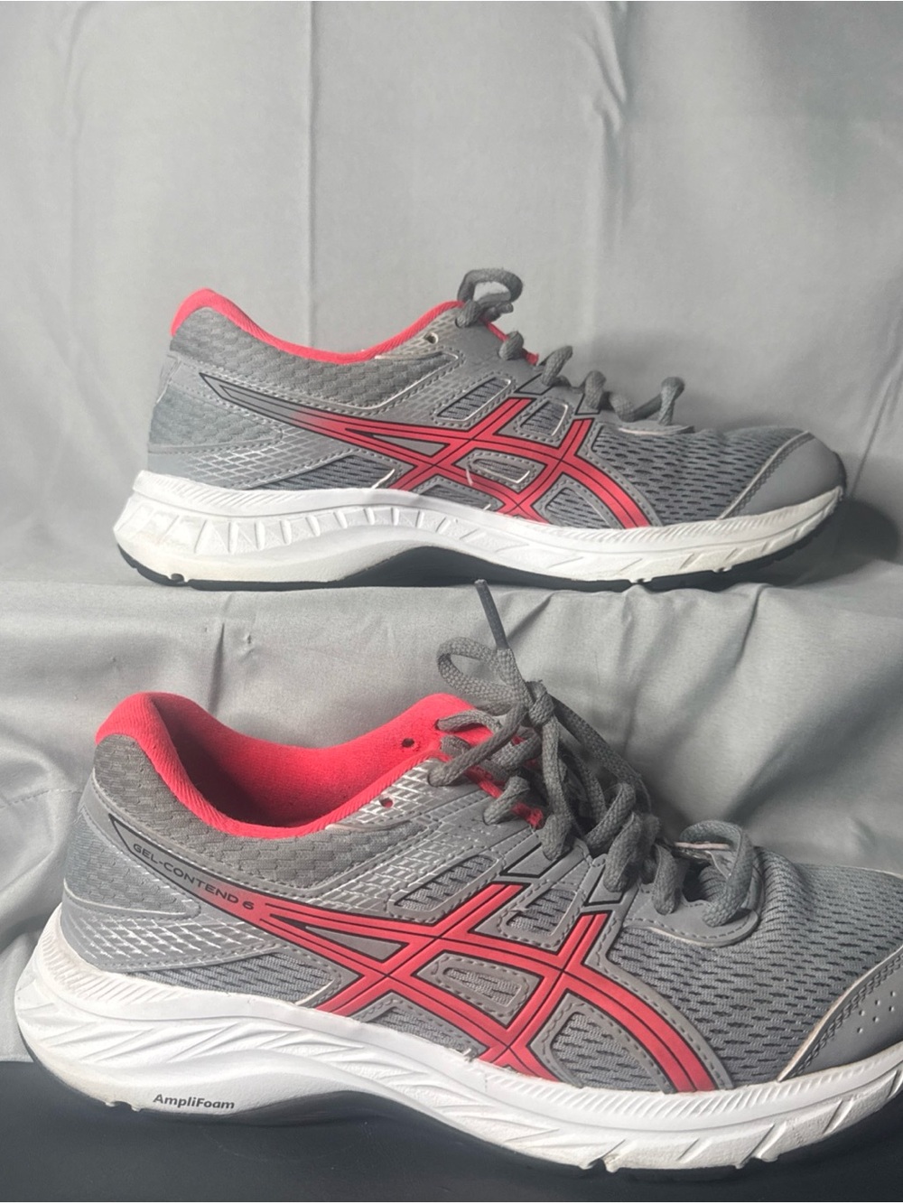 Asics Gel-Contend 6 Womens Running Shoes Size 7 Wide Grey Coral 1012A571